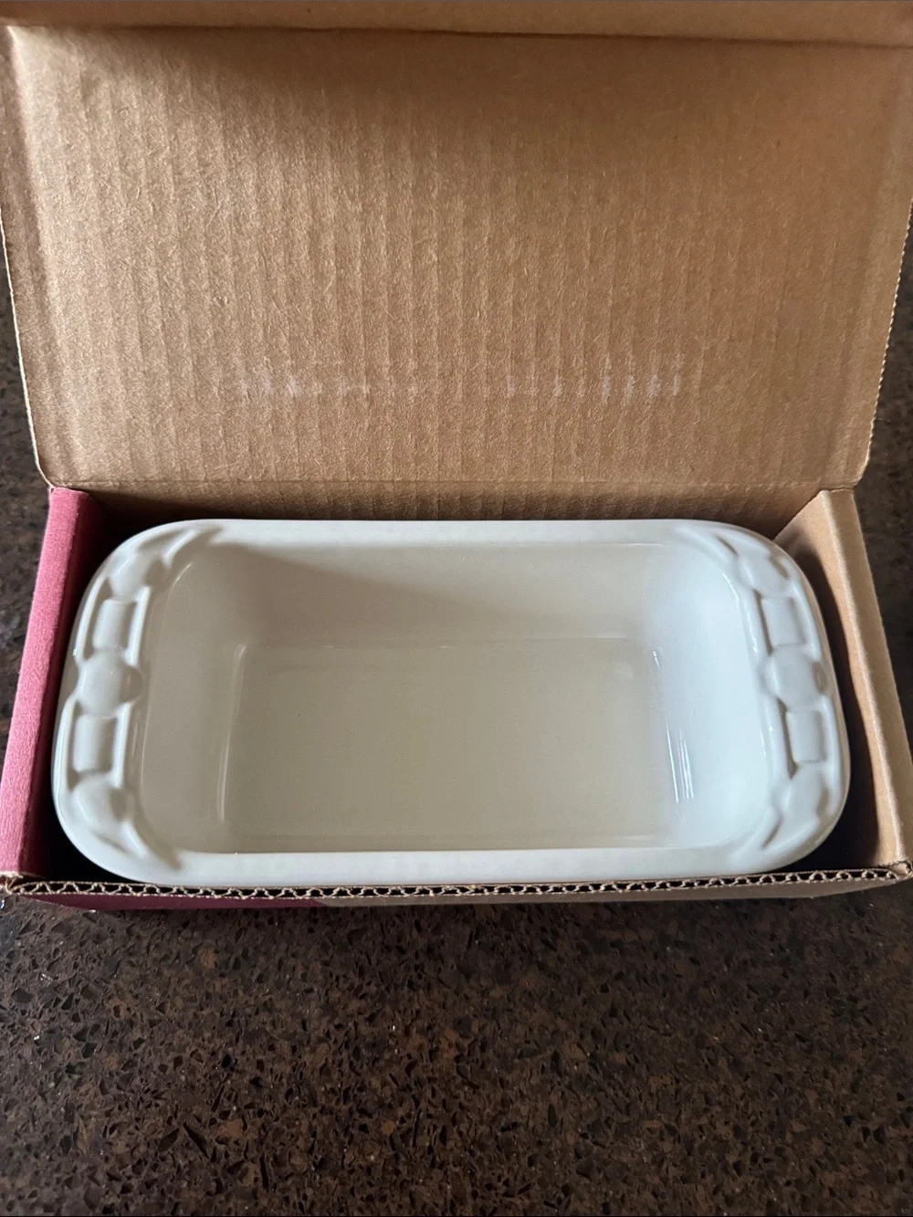 White Ceramic Rectangular Baking Dish small loaf dish ivory